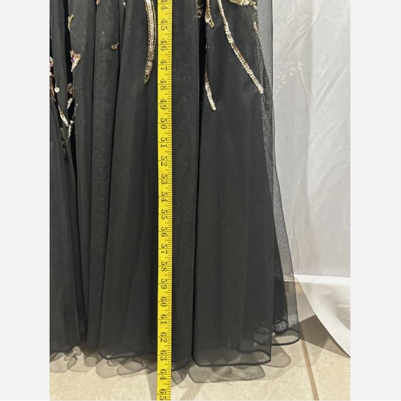 NWT $698 Mac Duggal [ 14‎ ] V-Neck Floral Embellished Gown in Black Pink - Picture 7 of 15